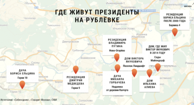 Российский журналист показал на карте дом Януковича на Рублевке
