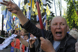 Беркут разогнал митингующих афганцев слезоточивым газом