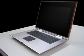 Munk Bogballe показал ноутбук из алюминия и красного дерева