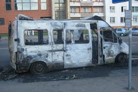 В Запорожье сгорела маршрутка