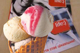 Life:) продвигает мороженое