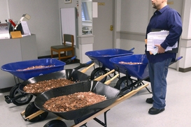 Пять тележек монет: водитель в США уплатил налоги необычным способом