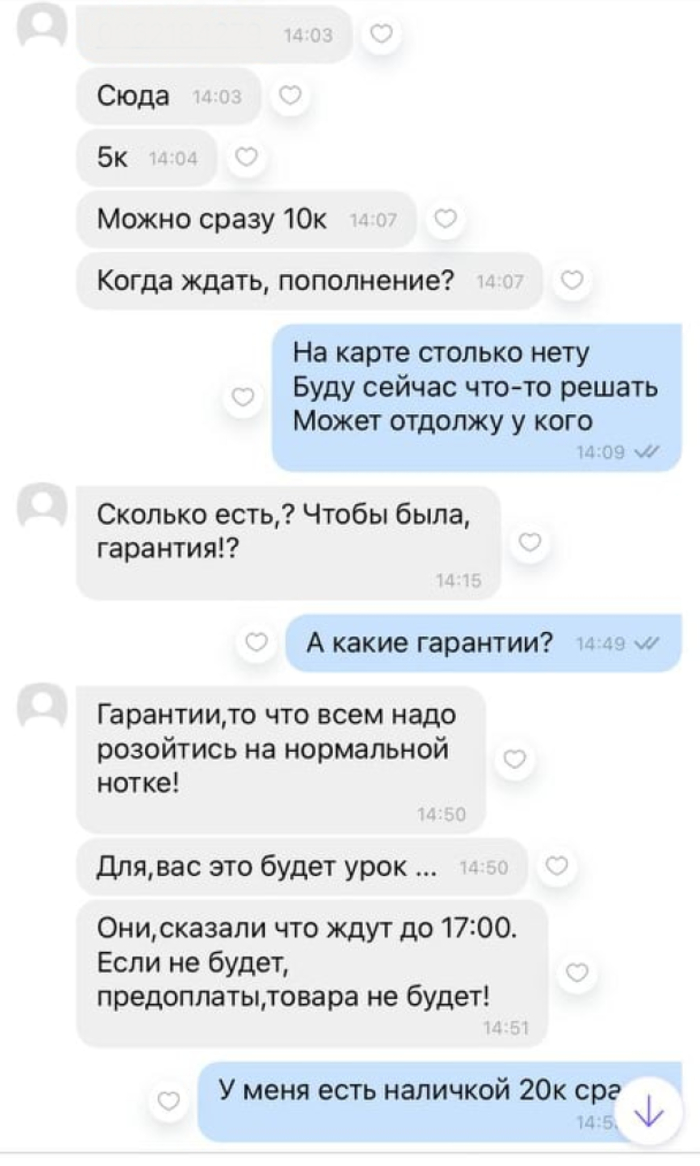 Переписка с мошенником