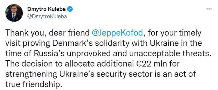 Публикация Дмитрия Кулебы в Twitter