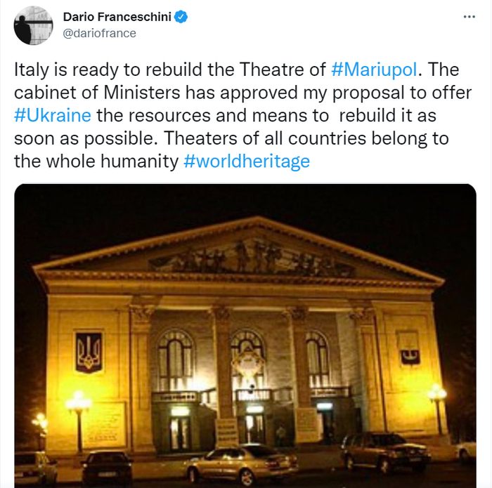 Публикация Дарио Франческини в Twitter