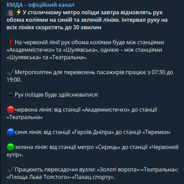 Публикация КГГА в Telegram