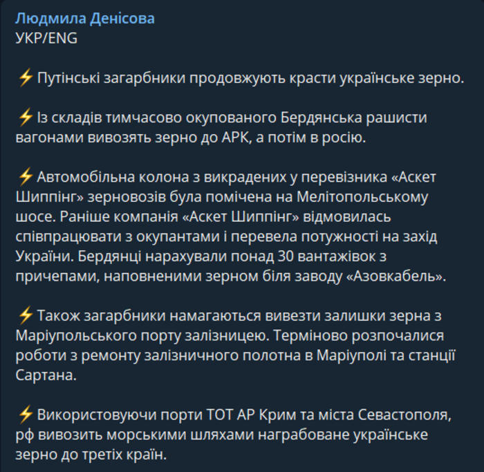 Публикация Людмилы Денисовой в Telegram
