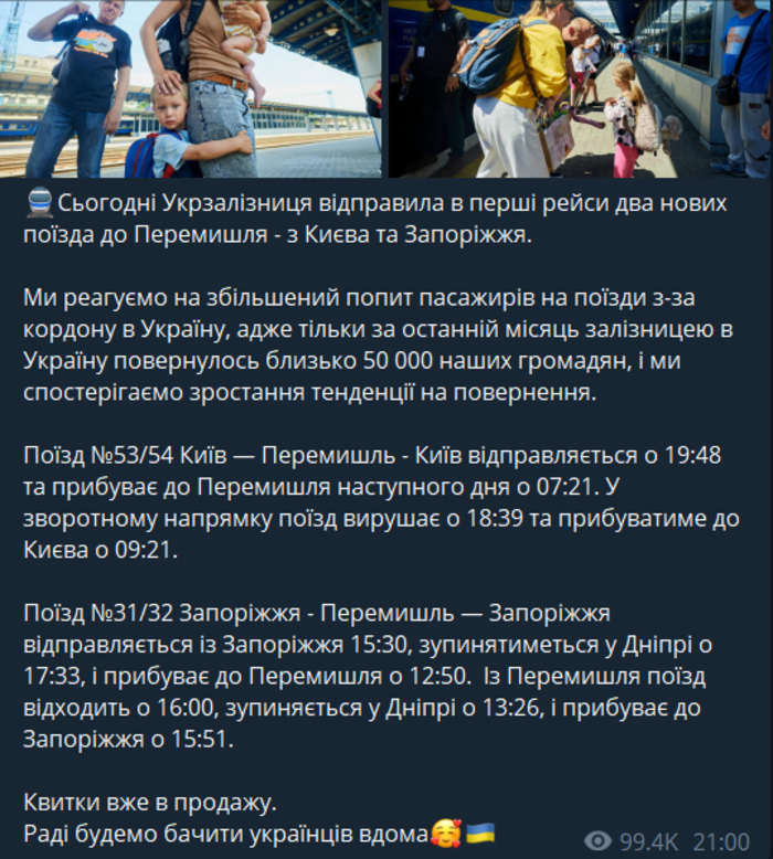 Публікація УЗ в Telegram