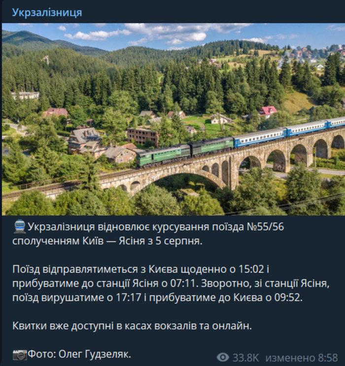 Публікація УЗ у Telegram