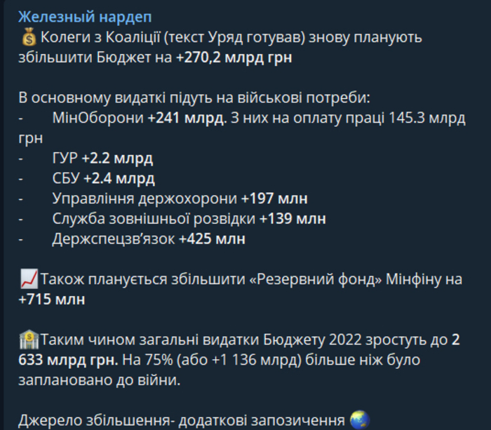 Публікація Ярослава Железняка в Telegram