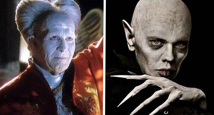 Кадр из фильма «Дракула» (1992), постер фильма «Носферату» (2024) / Коллаж: Dengi.ua